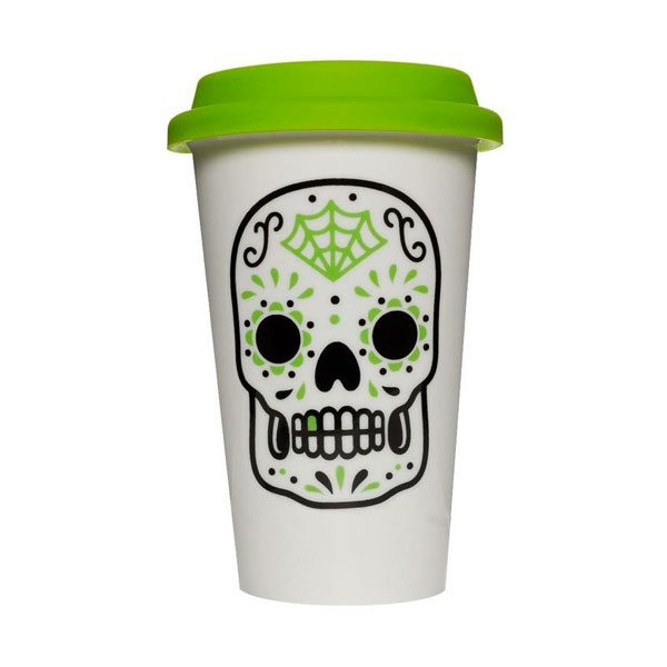 Travel mug Sugar skull vert