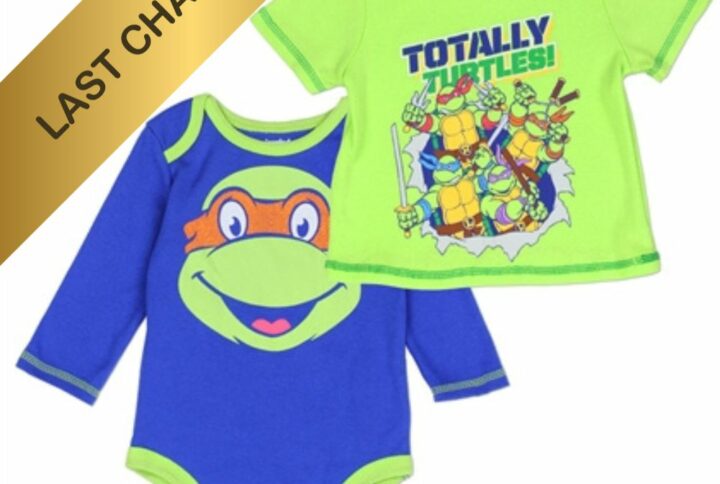 Lot T-shirt + Body Tortues Ninjas pour bébé, avec imprimés inspirés des héros des années 90.