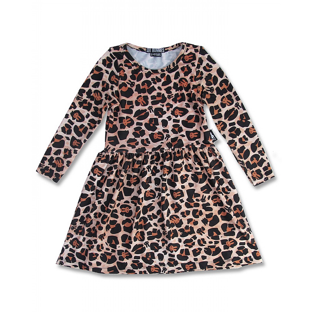 Robe Leopard Tan À manches longues