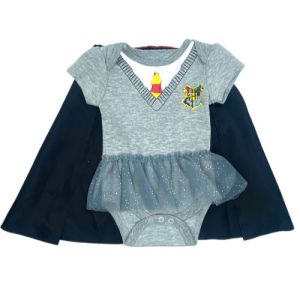 Body-robe Harry Potter avec jupette en tulle et écharpe Gryffondor imprimée.