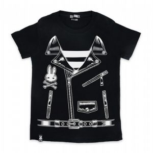 Tee-shirt Rocker Jacket noir pour enfant - Style perfecto.
