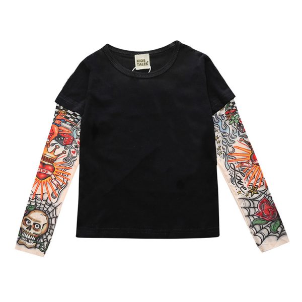 Tee-shirt manches faux tattoo uni