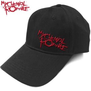 Casquette noire unisexe My Chemical Romance avec logo Black Parade brodé en 3D.