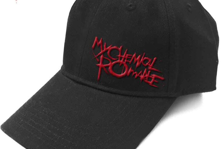 Casquette noire unisexe My Chemical Romance avec logo Black Parade brodé en 3D.