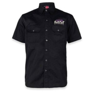 Chemise bowling enfant avec imprimé hot rod "Speed Kills", manches courtes, coupe classique et sérigraphie au dos.