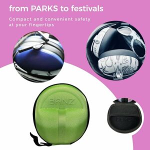 Étui rigide Baby Banz avec casque anti-bruit bébé à l’intérieur.