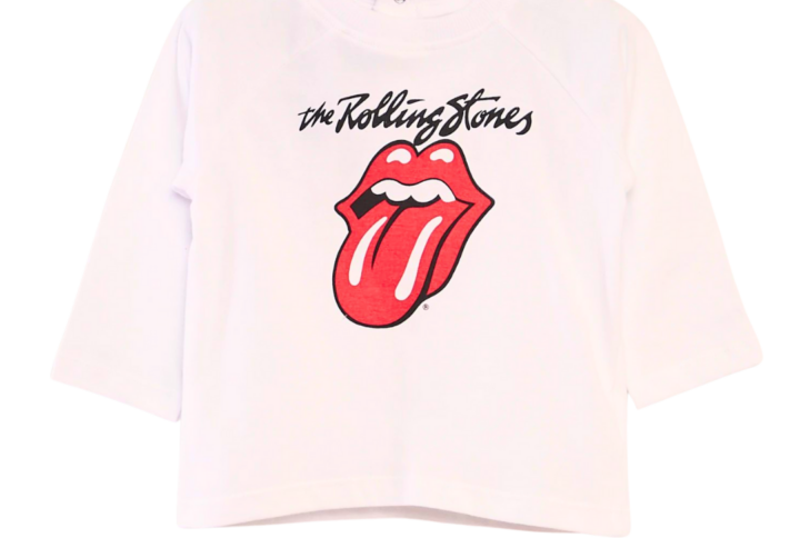 T-shirt bébé Rolling Stones, vue avant avec imprimé logo Rolling Stones.