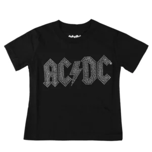 T-shirt noir AC/DC pour enfant avec logo métallique