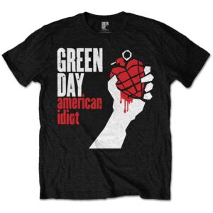 T-shirt enfant noir Green Day American Idiot avec logo imprimé sur la poitrine – vue de face