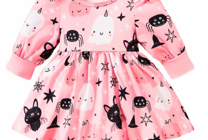 Robe bébé rose motifs Halloween