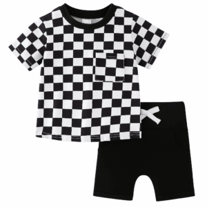 Ensemble bébé Checkerboard Chill vue de face top et short