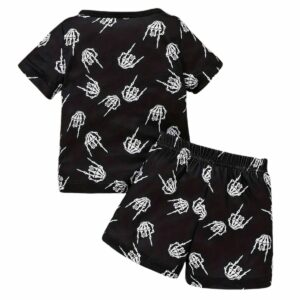 dos du t-shirt et du short bébé ensemble Halloween présentés à plat
