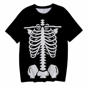 T‑shirt enfant noir squelette 3D vu de face