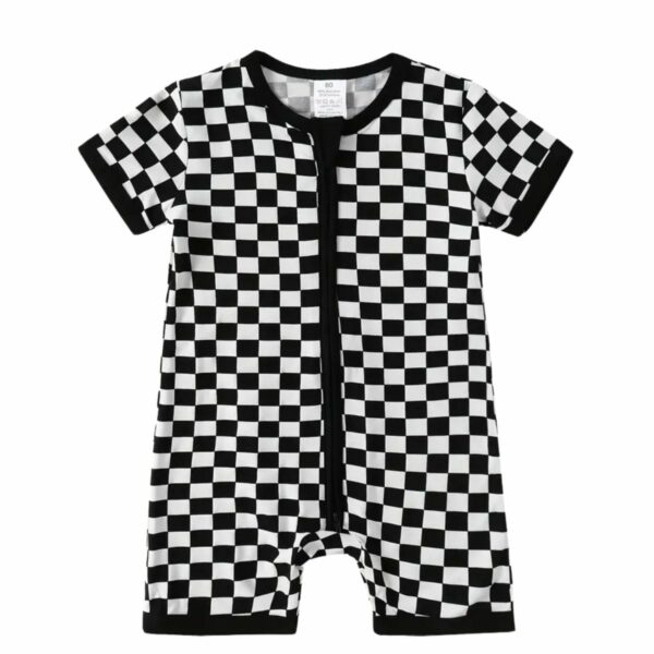 Combishort Bébé à Carreaux Noirs – Grenouillère Emo Skater