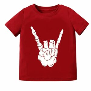 T‑shirt garçon motif main squelette Rock & Roll, vue de face