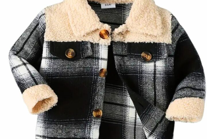 Surchemise polaire bébé à carreaux vue de face – modèle Lumberbaby