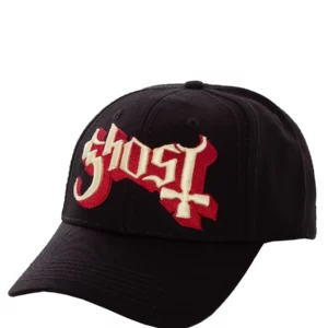 Casquette Ghost Logo noire vue de face, broderie 3D