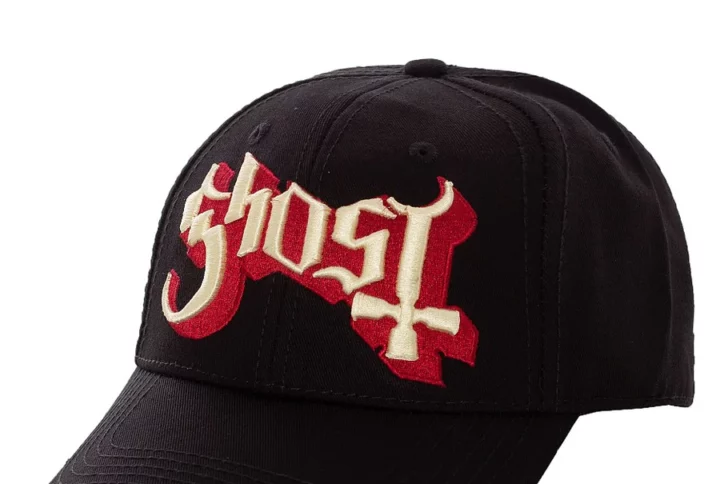 Casquette Ghost Logo noire vue de face, broderie 3D